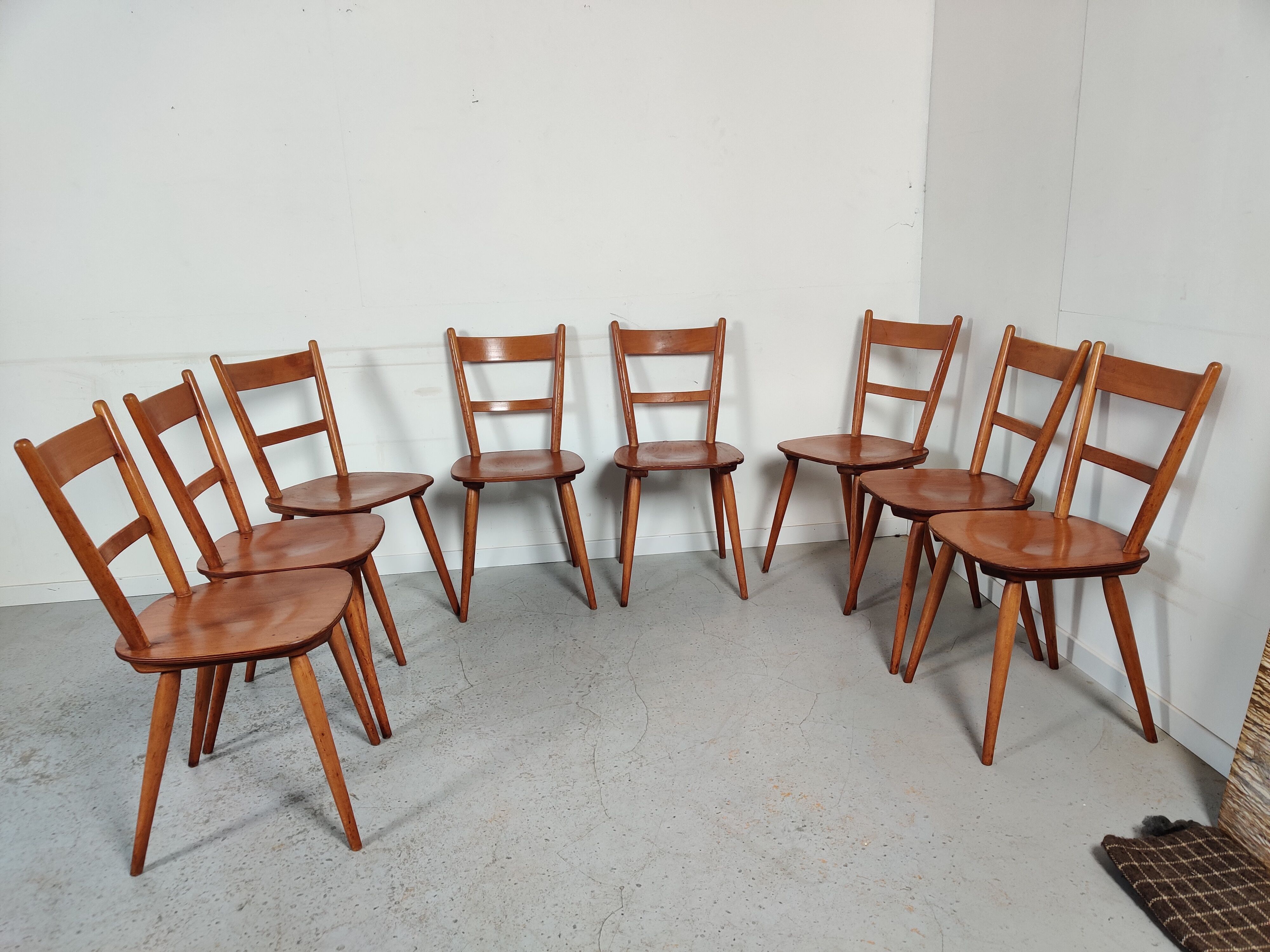 8 vintage bistro chairs 60s