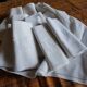12 old table napkins - Linen & silk damask with Floral decoration - JC monograms