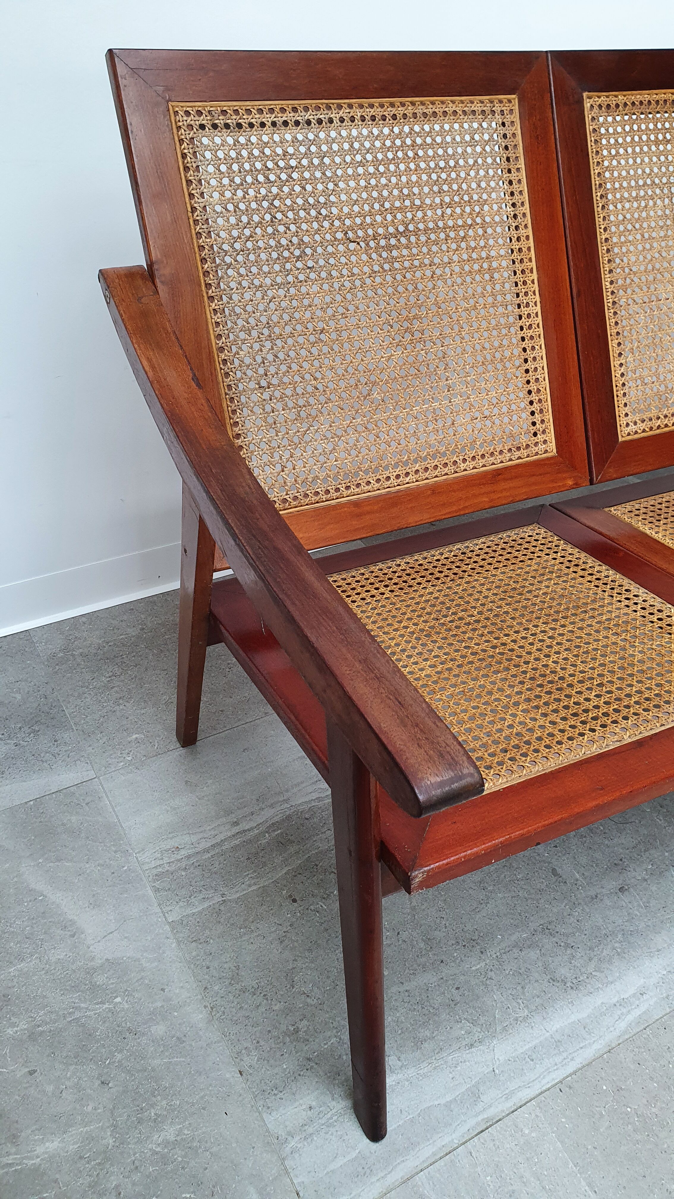 Teak bench sofa and cannage