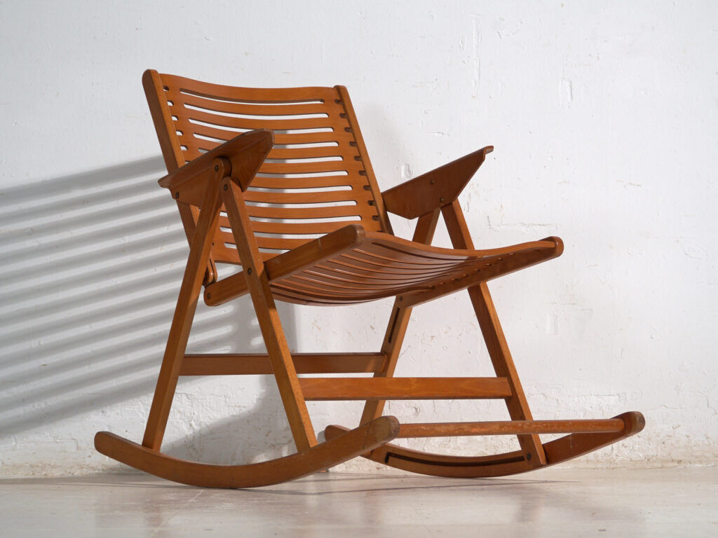 Vintage folding rocking chair Rex by Niko Kralj – Slovenia, circa 1970.