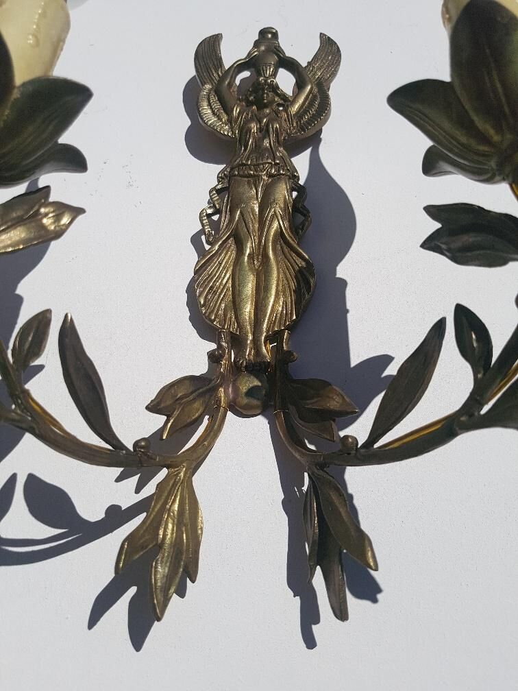 Pair of Empire-style gilded bronze wall light