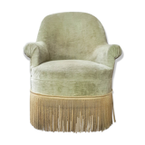 Vintage pistachio green velvet toad chair