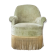 Fauteuil crapaud en velours vert pistache vintage