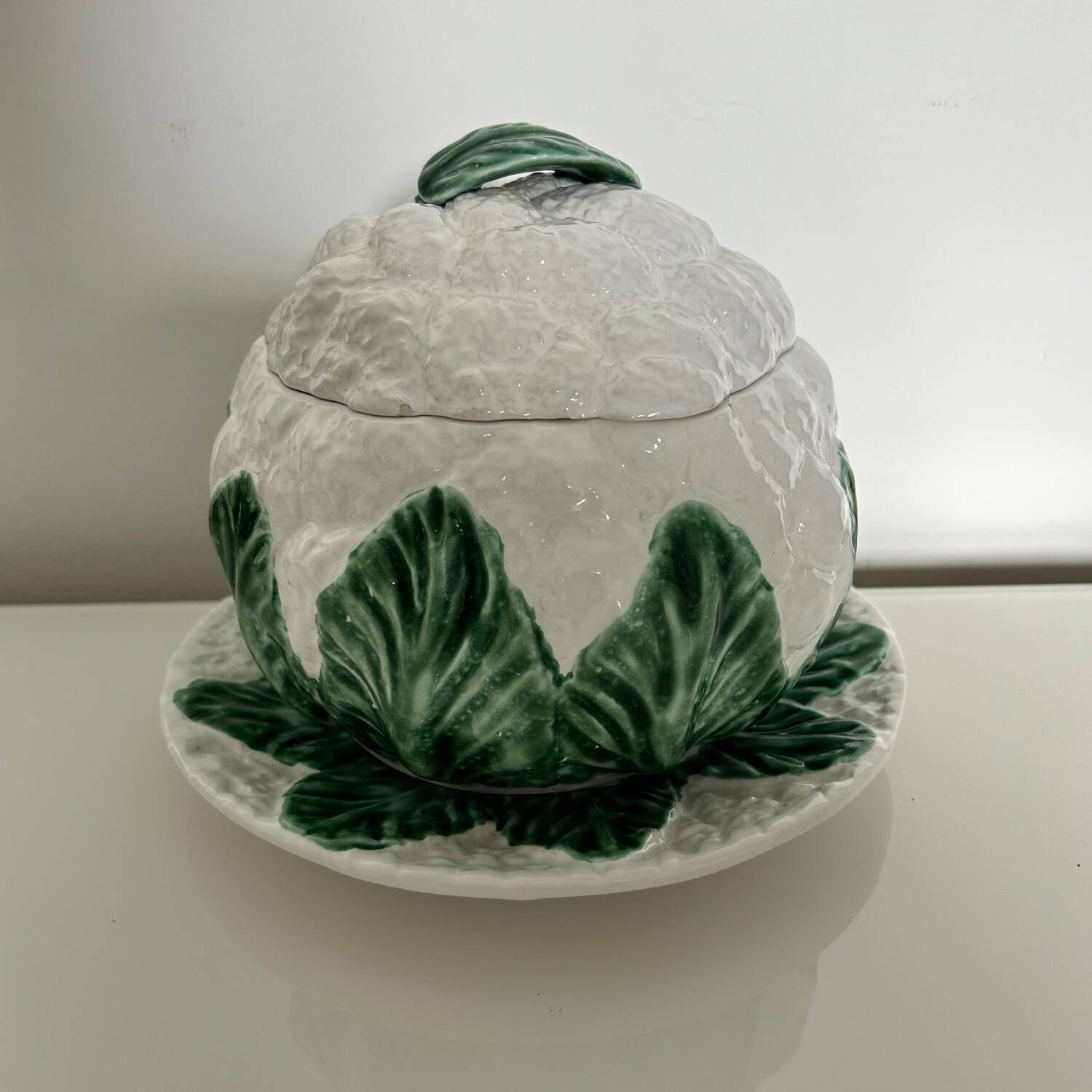 Cauliflower soup tureen in slipware