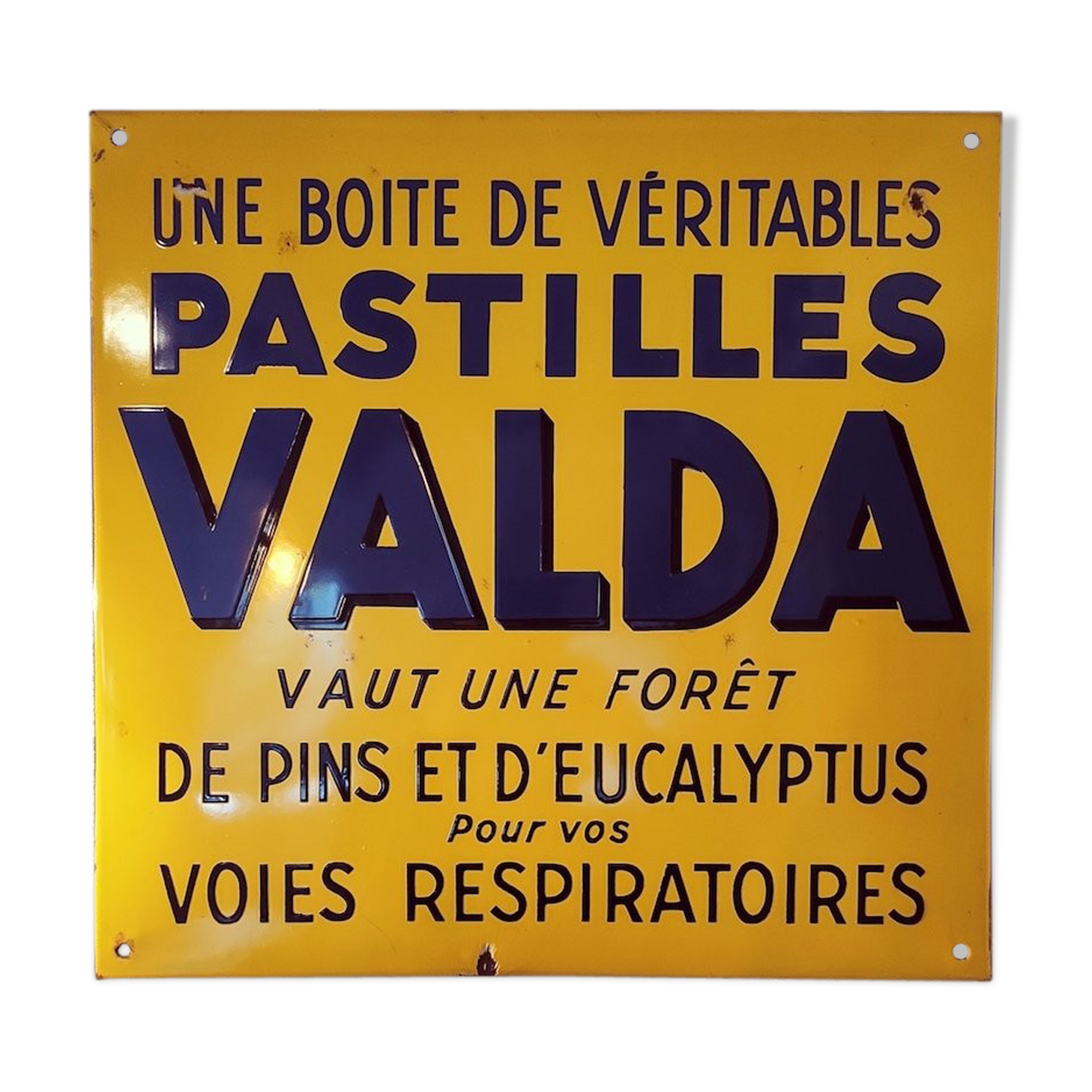 Vintage enamel plate Pastilles Valda - from the 1960s