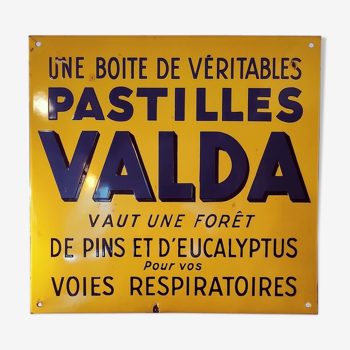 Vintage enamel plate Pastilles Valda - from the 1960s