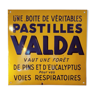 Vintage enamel plate Pastilles Valda - from the 1960s