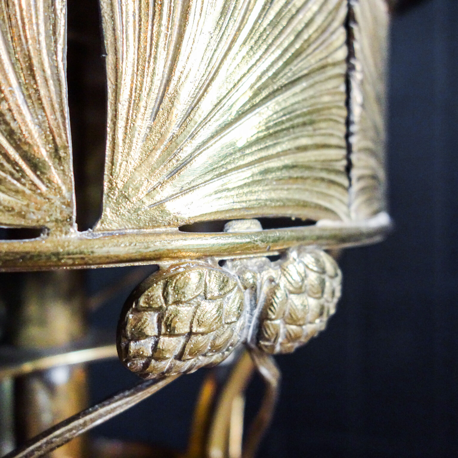 Art nouveau floor lamp with alabaster top - gold