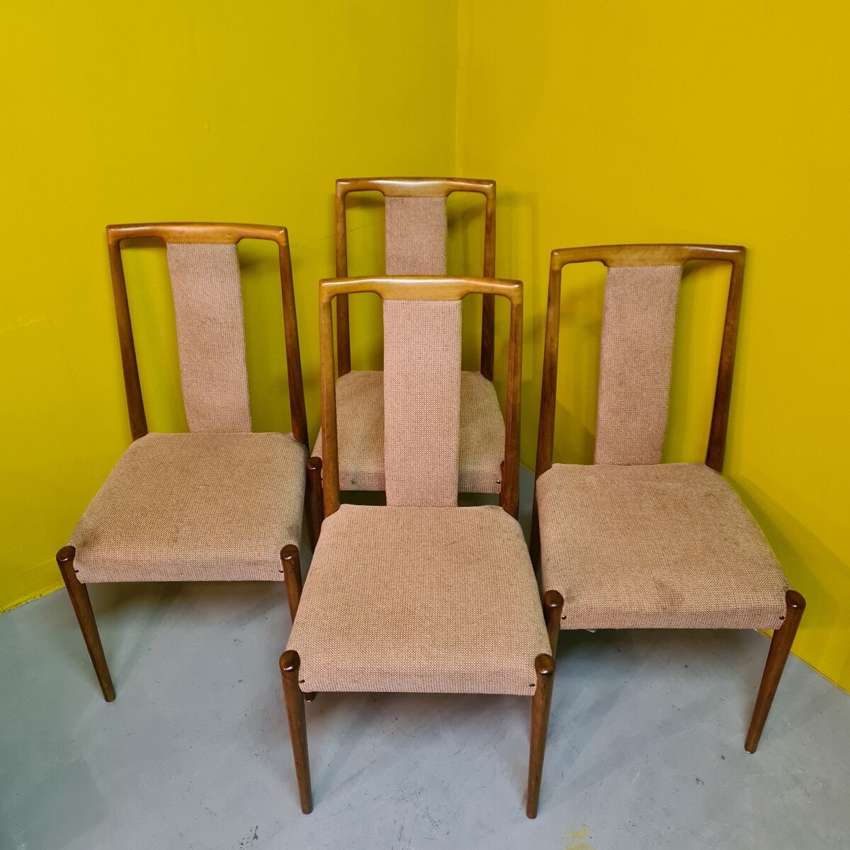 4 Vintage Teak Dining Chairs, 1950-60s