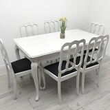 Stylish Ludwik table + 6 chairs. After professional renovation.