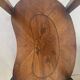 Oval bedside table from the Transition period in marquetry and bronze.