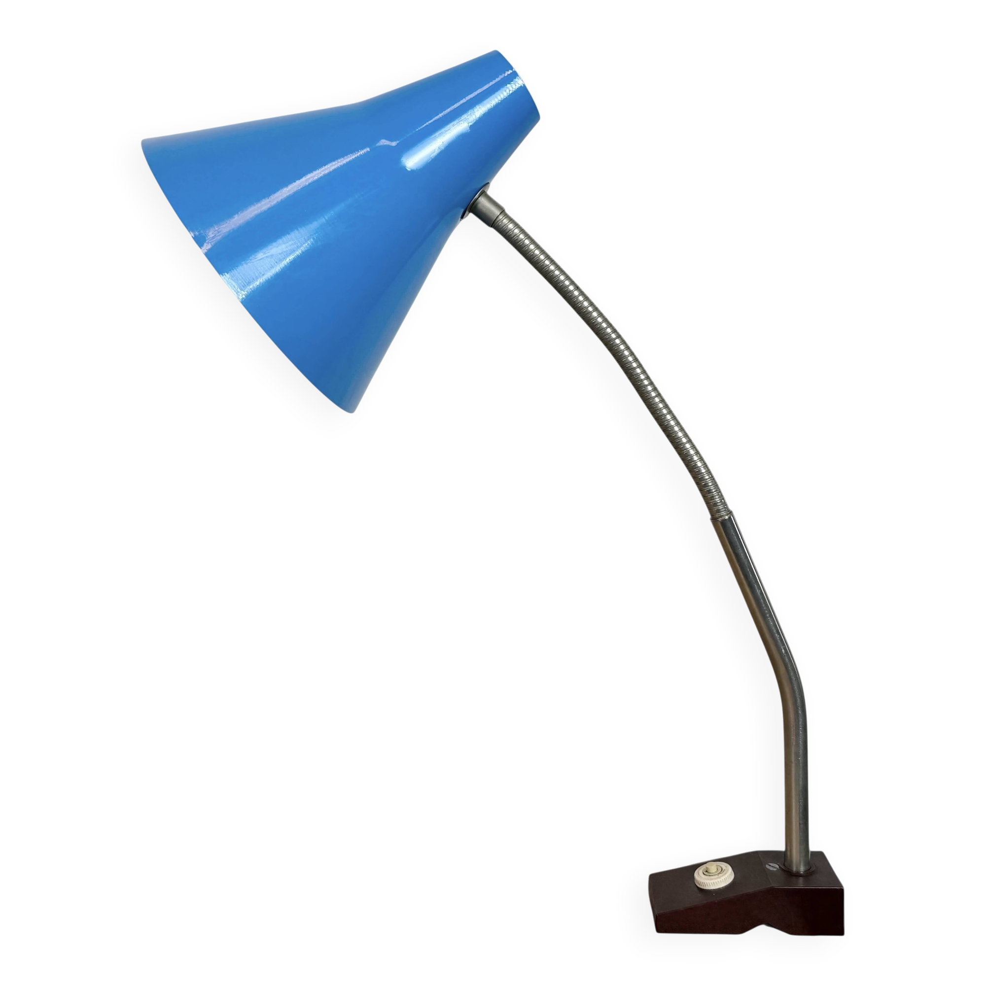 Blue Industrial German Workshop Table Lamp from Reif Dresden, 1960s