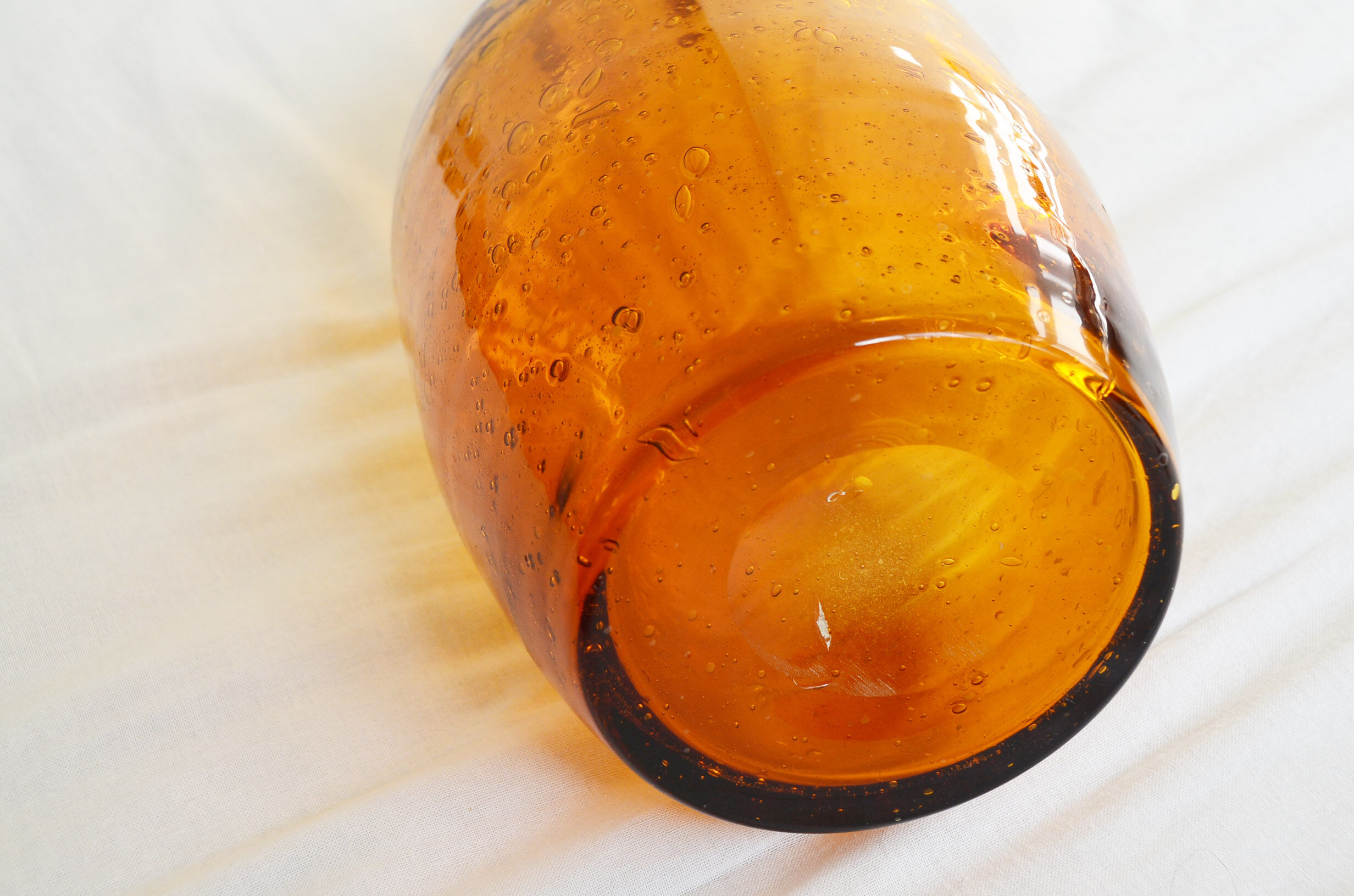 Vase bottle glass amber amber, 70s
