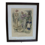 Lithographie du 19° "le moniteur de la mode"