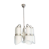 Modernist Murano Glass and Steel Space Age Chandelier, Italy 1960s