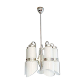 Lustre moderniste en verre de Murano et acier, style Space Age, Italie, années 1960