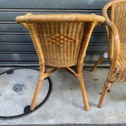 Pair of 80's rattan armchairs