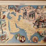 Old illustrated map of the Orient from 1948 - JP Pinchon