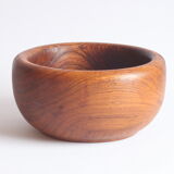 Solid teak wooden bowl and salad spoons, 1960