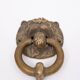 Gilded Bronze Lions head Door Knocker . Early 20th Century Hollan