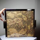 Mid-century chic chrome, cork and glass tray from the 70s