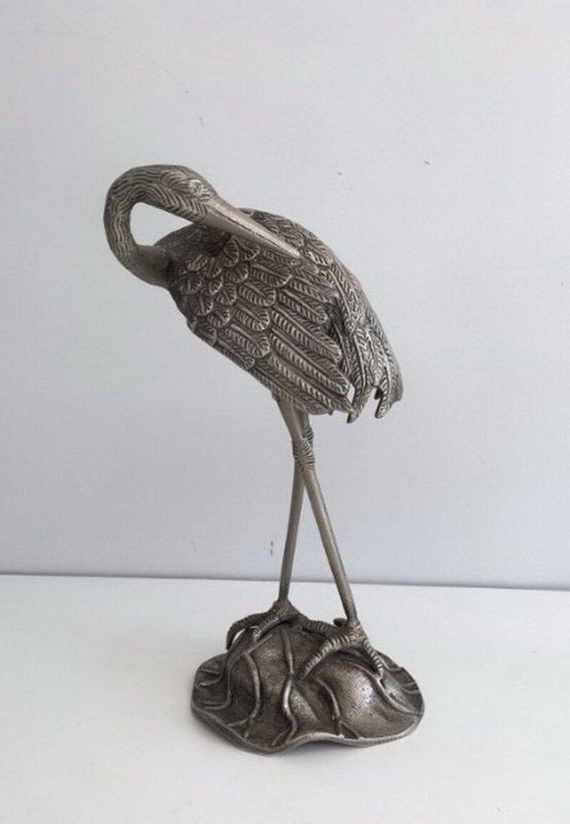 Pair of silver-plated herons