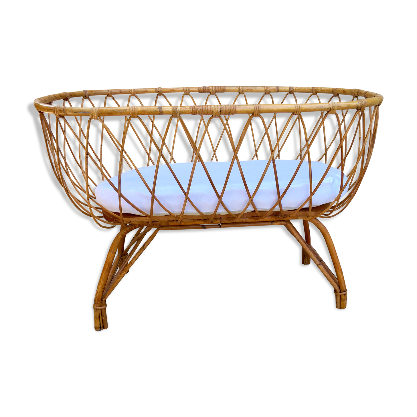 Vintage rattan cradle