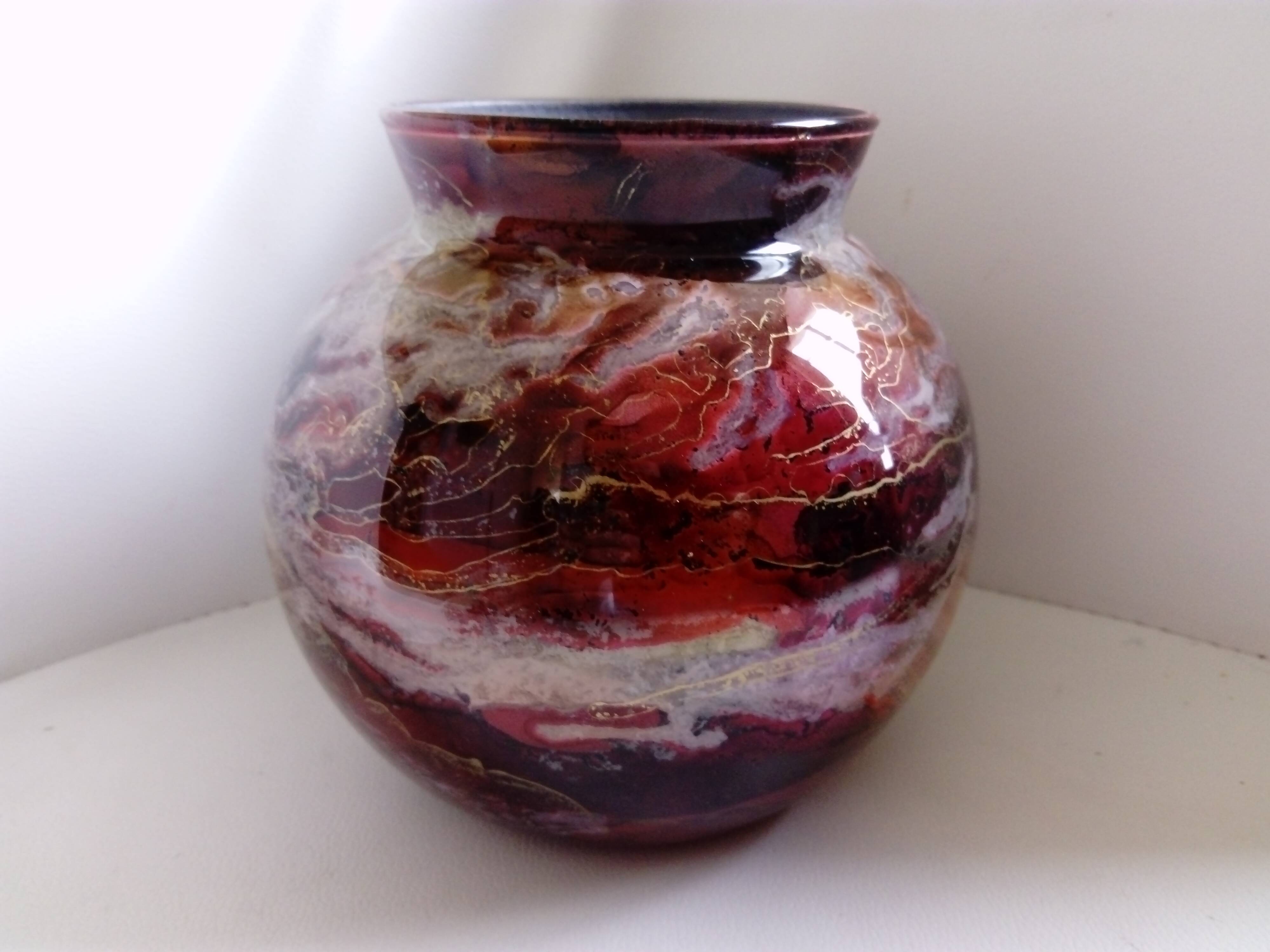 Lacquered glass ball vase by Jean Noel Bouillet