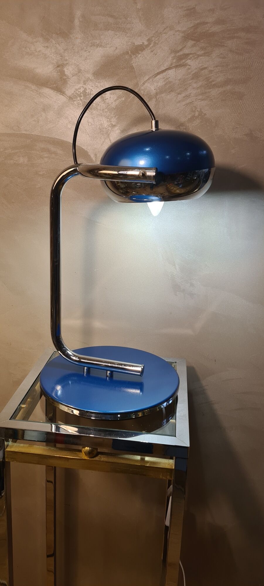 Lamp chrome and blue metal
