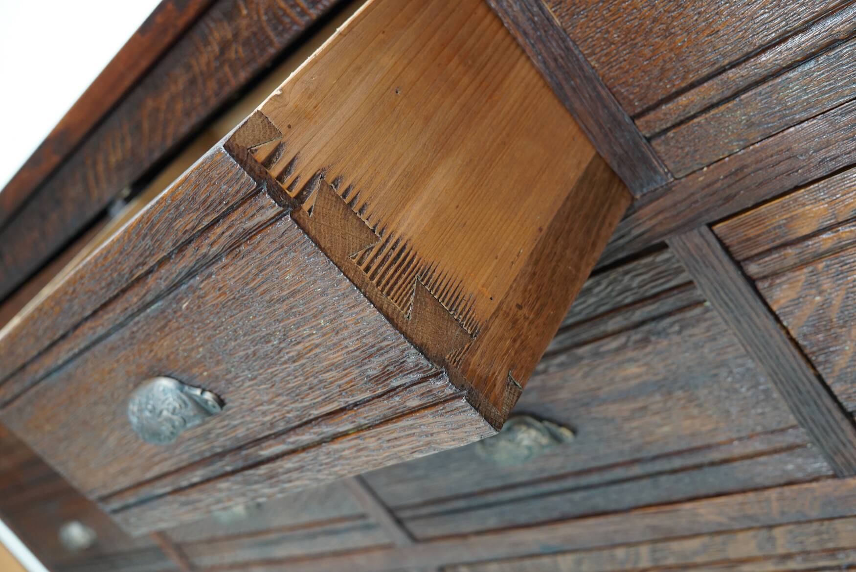 French Restored Oak Hardware Store Apothecary Cabinet, 1920/1930s
