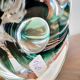 Lampe en cristal Val Saint Lambert à pied tourné, couleur verte, Belgique