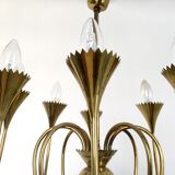 Vintage Eight-Light Brass Chandelier Highly Ascribable to Ulrich, Italy