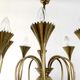 Vintage Eight-Light Brass Chandelier Highly Ascribable to Ulrich, Italy