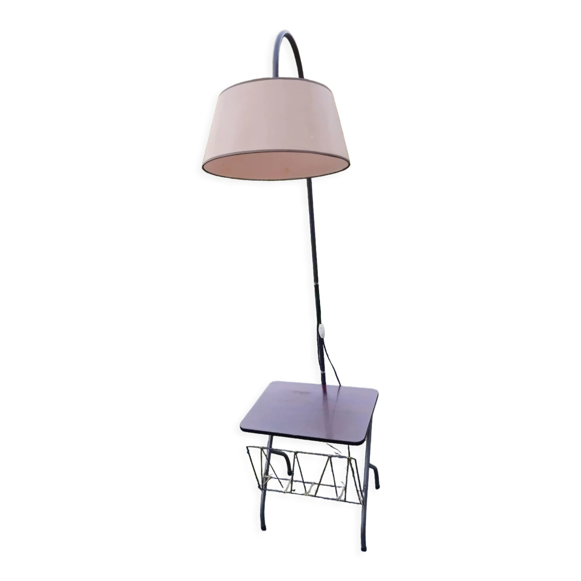 Floor lamp of the 50s magazine holder and tablet reader lamp formica