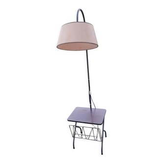 Floor lamp of the 50s magazine holder and tablet reader lamp formica