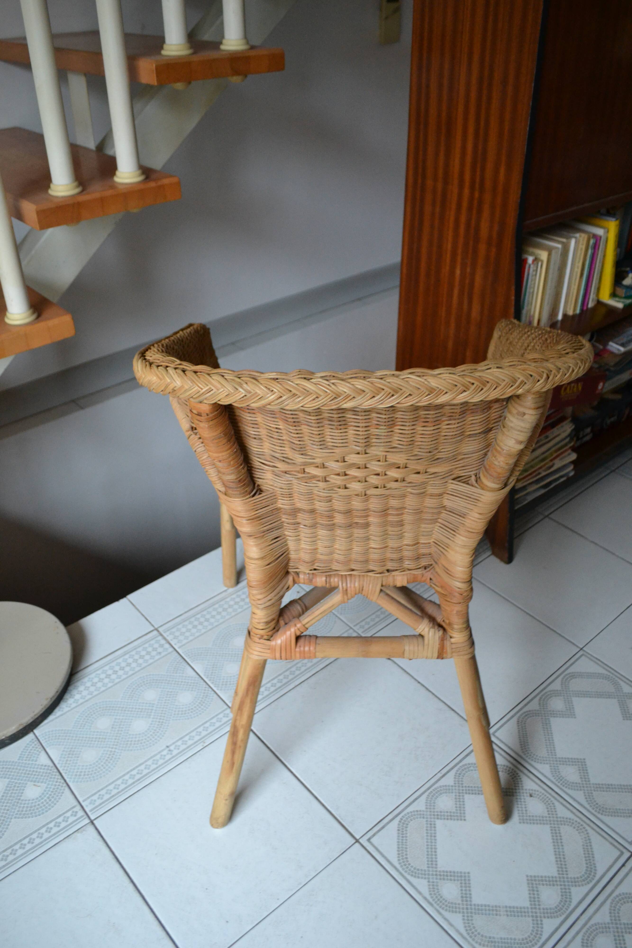 Fauteuil en rotin vintage années 60
