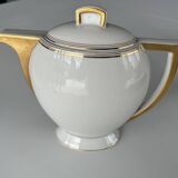 3-piece service Limoges – teapot, sugar bowl, milk jug – white & gold
