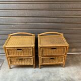 Pair of rattan bedside tables 1970s