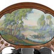 Important Carved Walnut Trumeau Mirror, Art Nouveau, France, Circa 1900