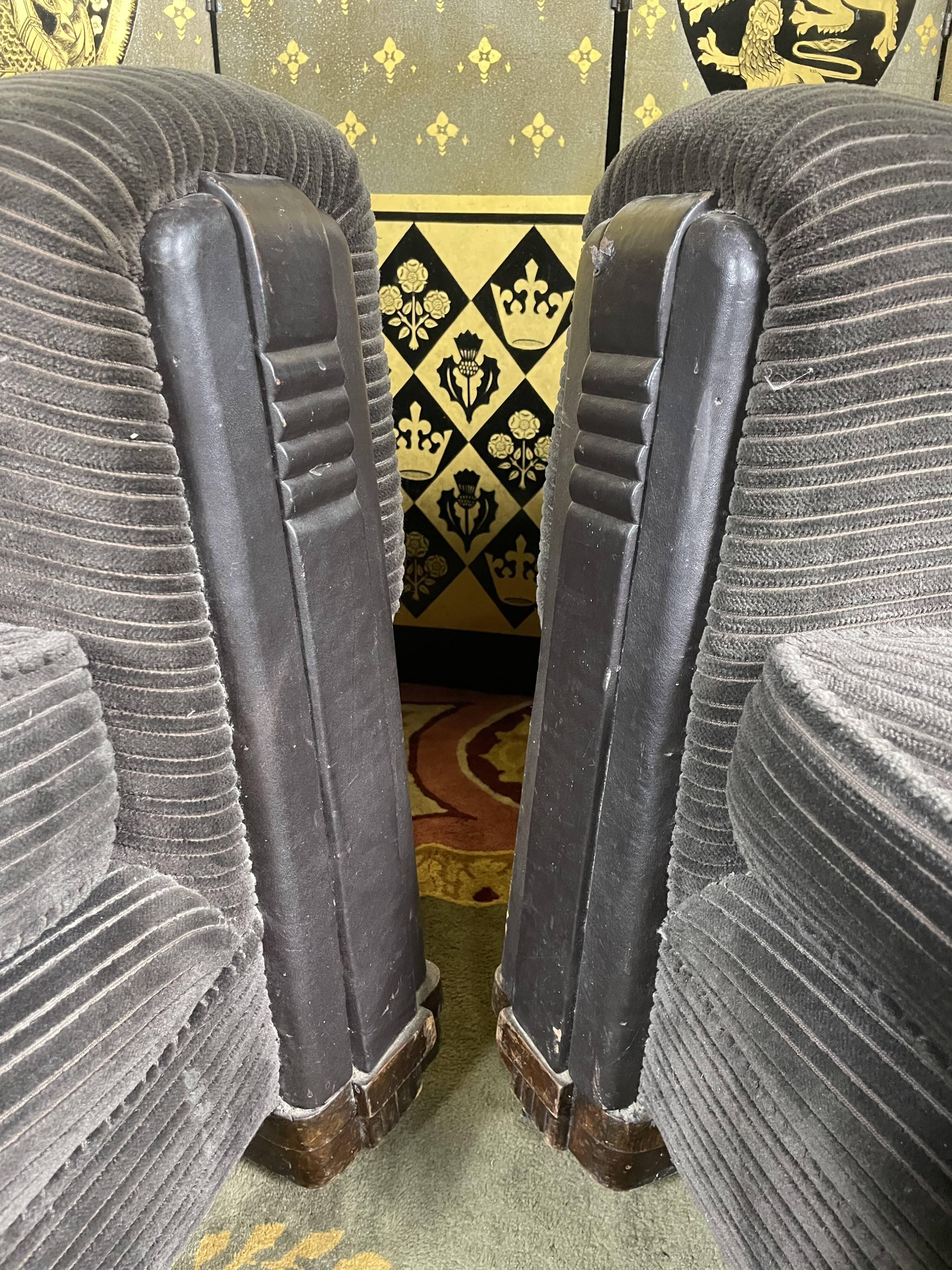 Pair of art deco period club armchairs