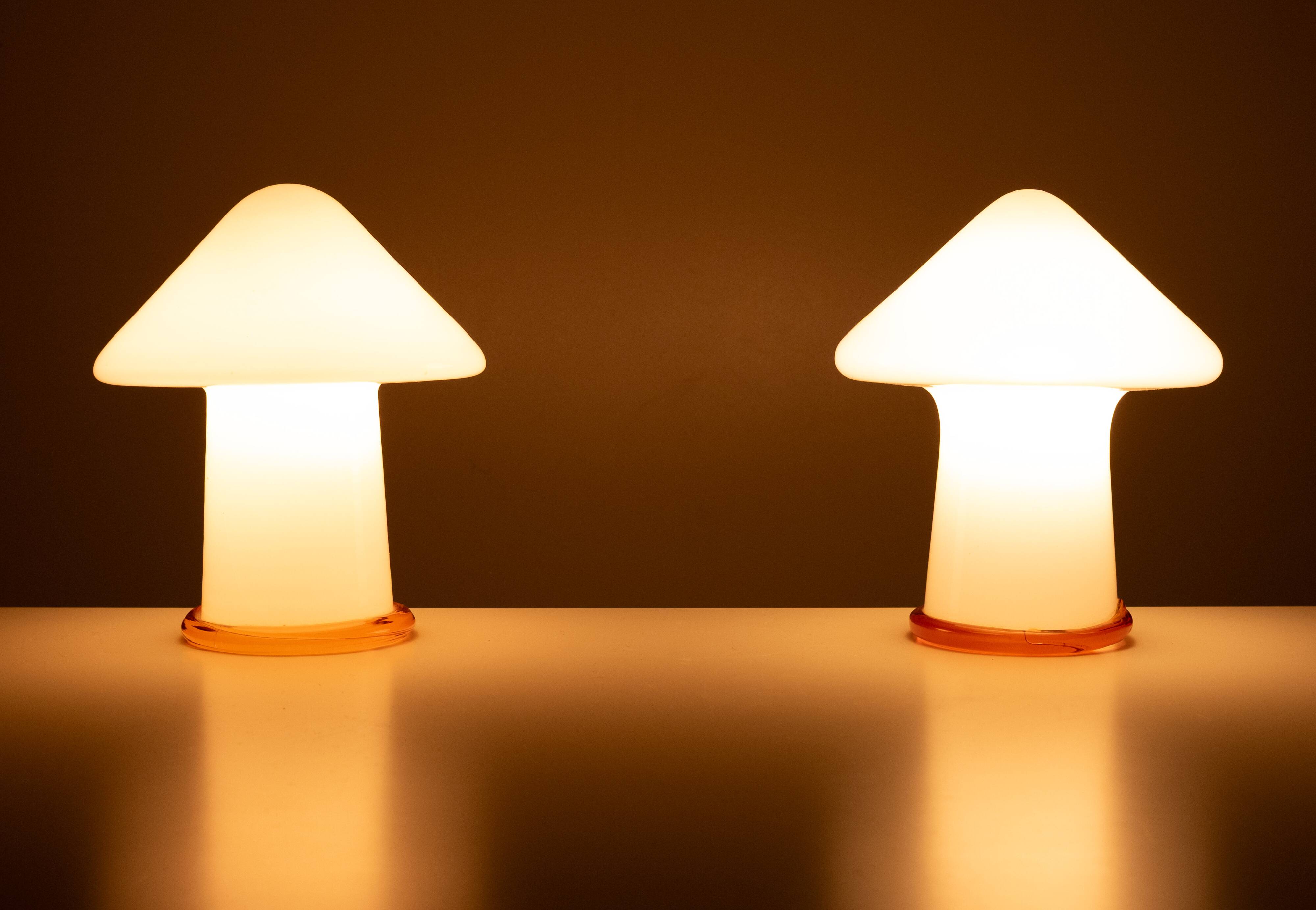 Stunning set Murano Mushroom table lamps 1970s Italy