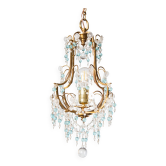 Small bronze chandelier blue tassels