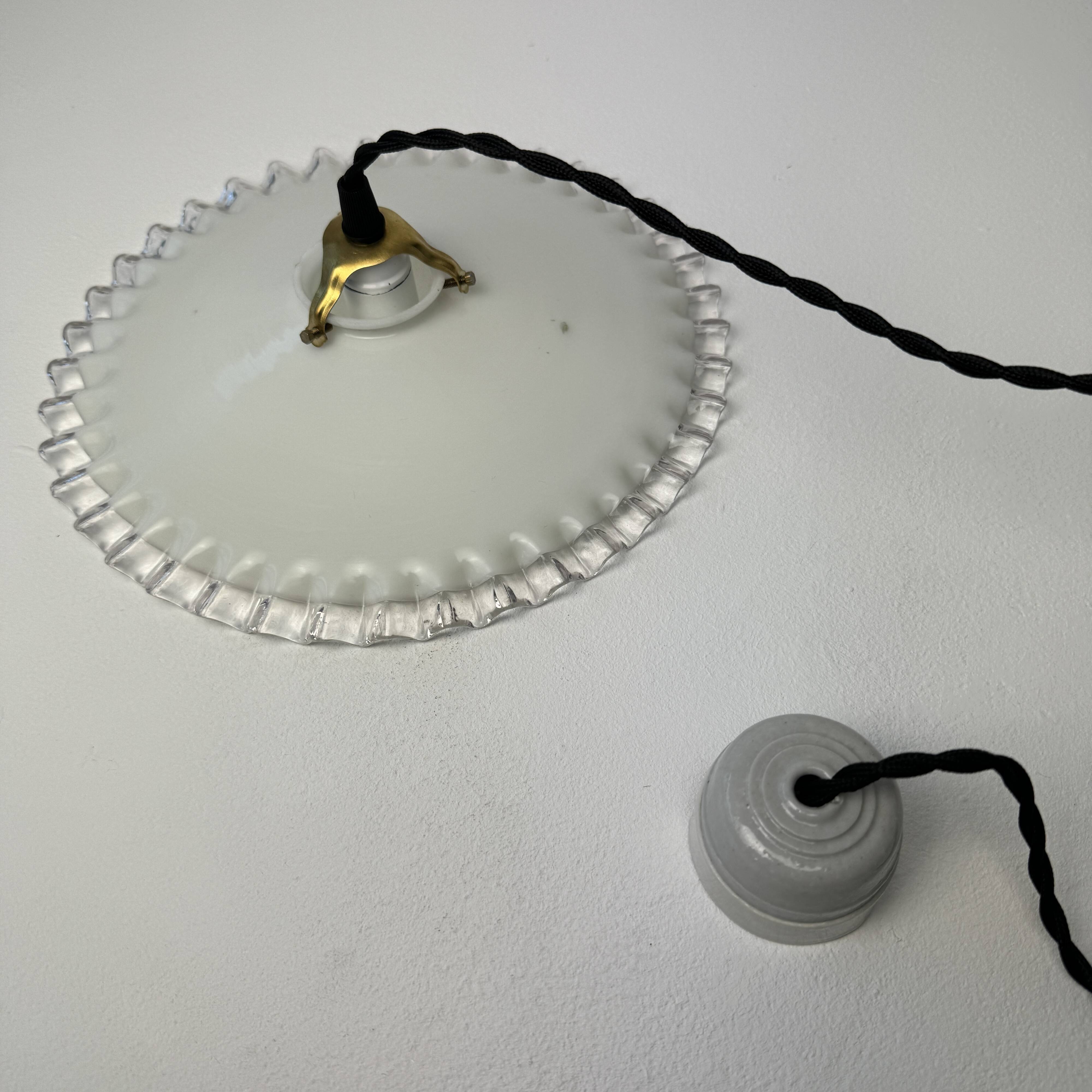 Old opaline laced suspension 25 cm vintage