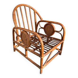 Vintage rattan and cane armchair