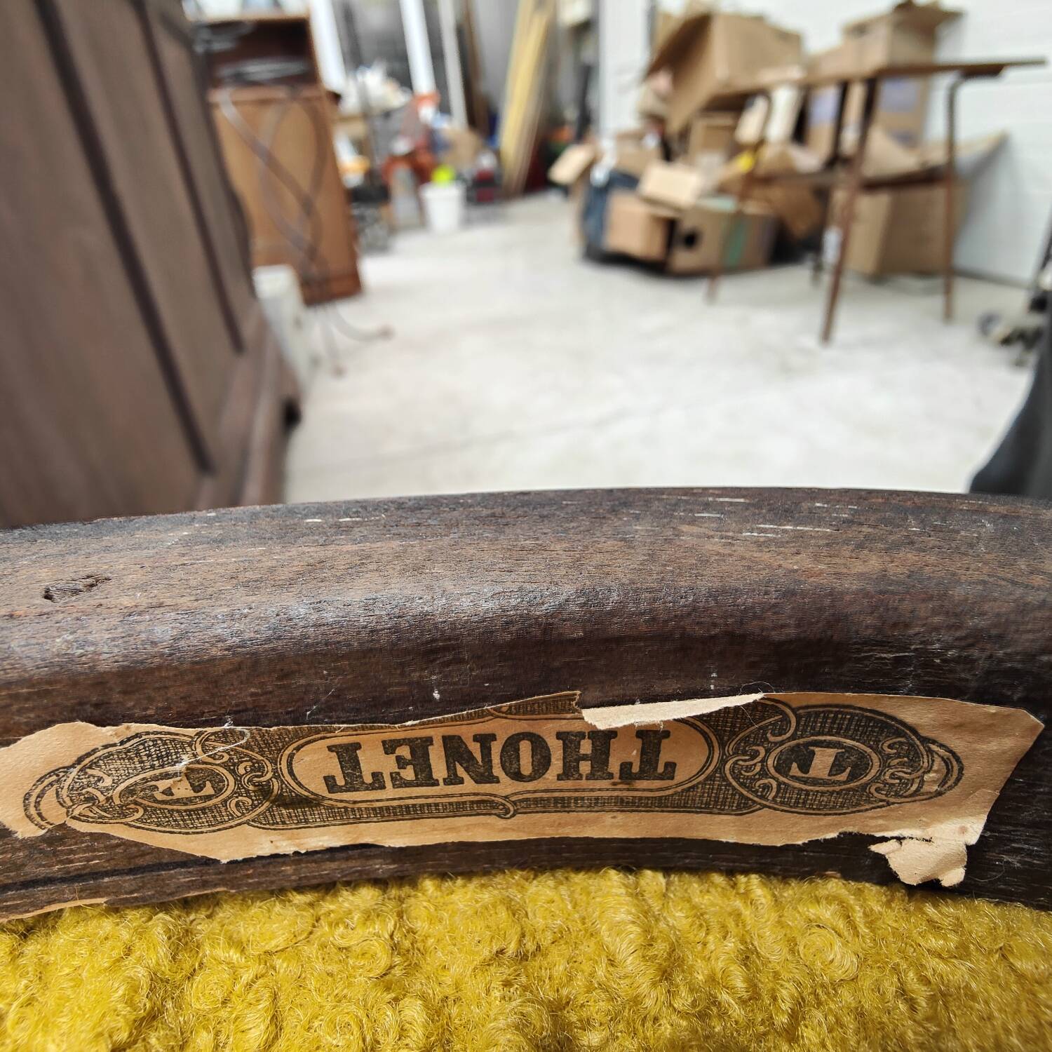 Set of 4 Thonet art deco chairs 1930, mustard yellow buckle