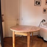 Table à manger ronde pliante en bois massif