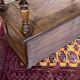 English oak bank safe from the 1930s that can serve as a console.