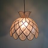 Suspension vintage en nacre de capiz, années 70