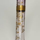 Antique purple tinted glass vase | ribbon/bow and flowers