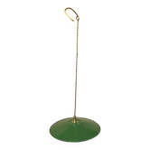 Vintage suspension industrial lampshade in green and white enamel XL